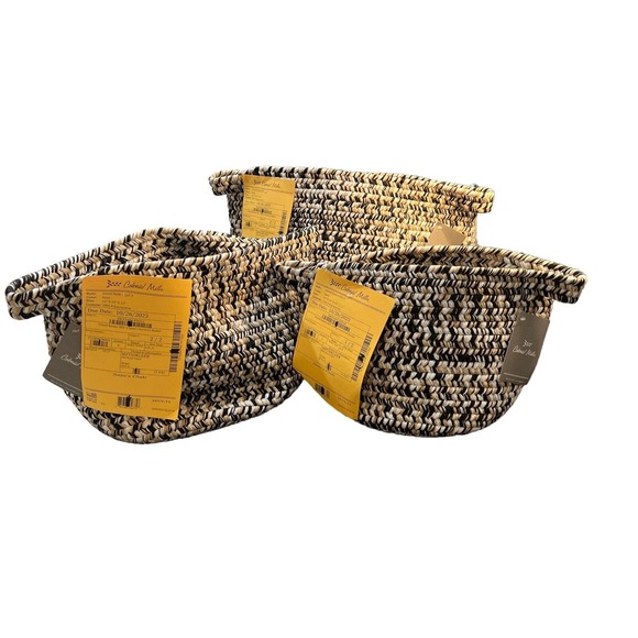 Colonial Mills Set of 3 Sand Black White Tweed Storage Baskets Various Sizes NEW - Picture 1 of 10